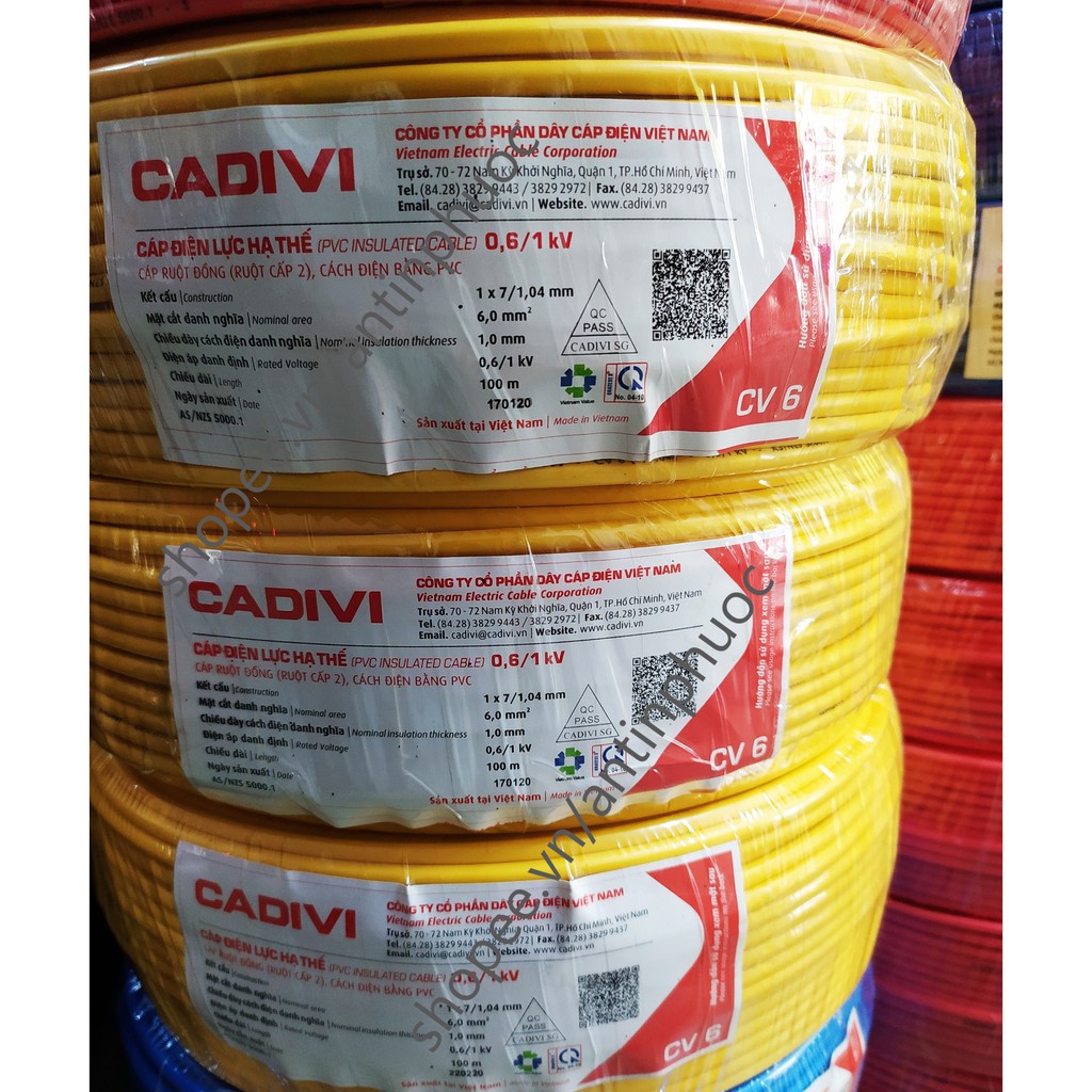 Dây điện CV 6.0mm2 Cadivi
